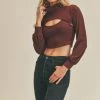 Lush The Sierra Cherry Brown Shrug Top