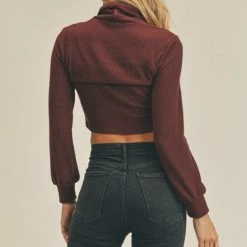 Lush The Sierra Cherry Brown Shrug Top