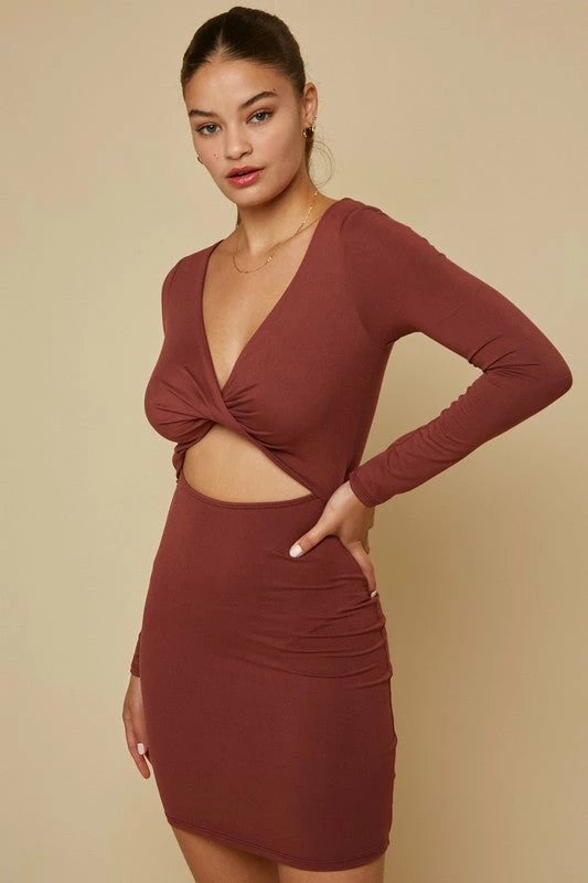 Blue Blush The Celine Cinnamon Twisted Front Mini Dress