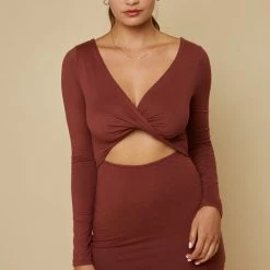 Blue Blush The Celine Cinnamon Twisted Front Mini Dress