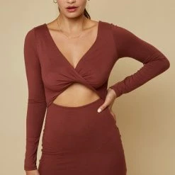 Blue Blush The Celine Cinnamon Twisted Front Mini Dress