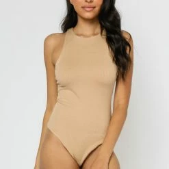 Olivaceous The Leilani High Neck Tank Bodysuit Tops