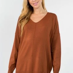 Dreamers The Frankie Front Seam V Neck Sweater