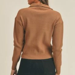 Lush The Katie Coffee Half-Zip Pullover Sweater Tops