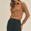 Lush The Katie Coffee Half-Zip Pullover Sweater Tops