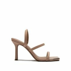Qupid The Feline Nude Strappy Heels Shoes
