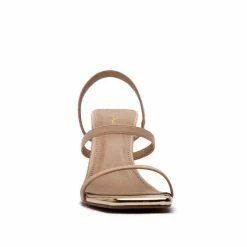 Qupid The Feline Nude Strappy Heels Shoes