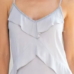 Love Stitch The Hope Platinum Ruffled Neck Sleeveless Maxi Dress