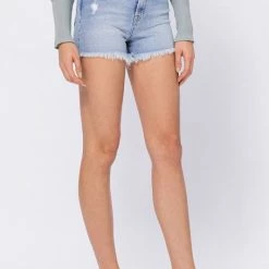 Hidden Jeans The Sofia Mom Frayed Hem Shorts
