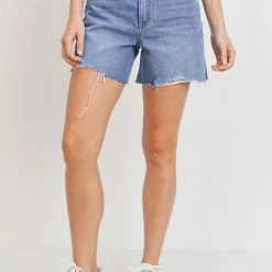 Just Panamaco Inc The Emersyn Medium Wash Distressed Jean Shorts