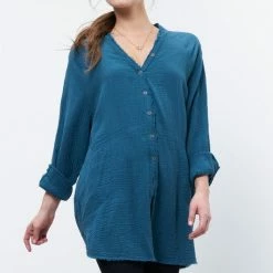 Newbury Kustom The Carleigh Cotton Gauze Oversized Button Down Shirt