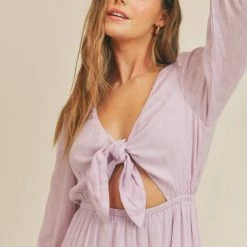 Lush The Leigh Lilac Tie Front Mini Dress
