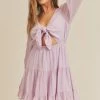 Lush The Leigh Lilac Tie Front Mini Dress