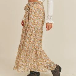 Lush Clothing The Field Of Flowers Tiered Maxi Skirt