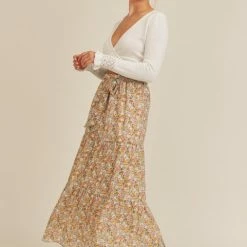 Lush Clothing The Field Of Flowers Tiered Maxi Skirt
