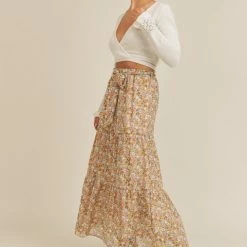 Lush Clothing The Field Of Flowers Tiered Maxi Skirt