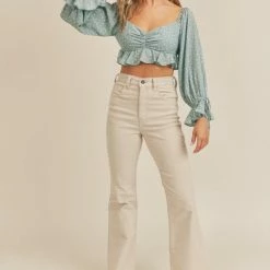 Lush Clothing Tops The Diana Seafoam Green Polka Dot Crop Top