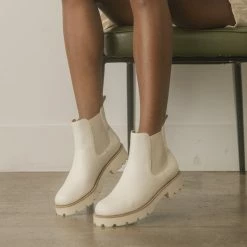 KKE Originals Shoes The Gianna White Chunky Sole Chelsea Boots