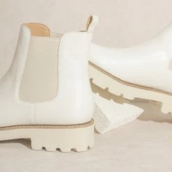 KKE Originals Shoes The Gianna White Chunky Sole Chelsea Boots