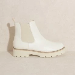 KKE Originals Shoes The Gianna White Chunky Sole Chelsea Boots