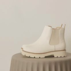 KKE Originals Shoes The Gianna White Chunky Sole Chelsea Boots