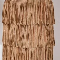 Blue B The Starla Tan Suede Fringe Mini Skirt Skirts