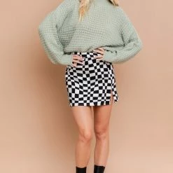 Le Lis The On Your Mark Black & White Checkered Mini Skirt Skirts