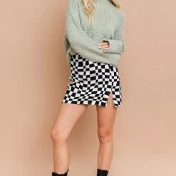 Le Lis The On Your Mark Black & White Checkered Mini Skirt Skirts