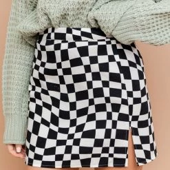 Le Lis The On Your Mark Black & White Checkered Mini Skirt Skirts