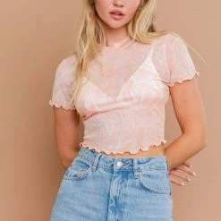 Le Lis Tops The New Wave Short Sleeve Mesh Crop Top
