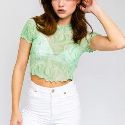 Le Lis Tops The New Wave Short Sleeve Mesh Crop Top