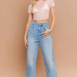 Le Lis Tops The New Wave Short Sleeve Mesh Crop Top