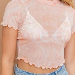 Le Lis Tops The New Wave Short Sleeve Mesh Crop Top