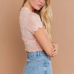 Le Lis Tops The New Wave Short Sleeve Mesh Crop Top