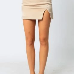 Olivaceous Skirts The Sureya Satin Slit Mini Skirt