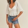 Lush Clothing Tops The Sweetheart White Ruffled Top