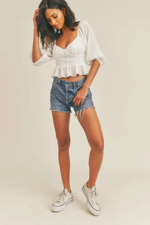 Lush Clothing Tops The Sweetheart White Ruffled Top