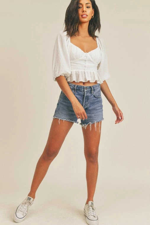 Lush Clothing Tops The Sweetheart White Ruffled Top