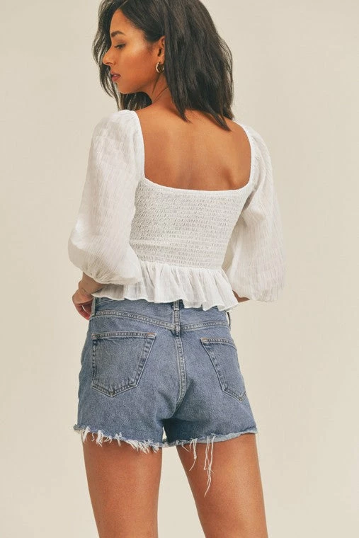 Lush Clothing Tops The Sweetheart White Ruffled Top