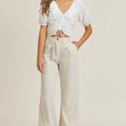 Lush Clothing The Weston White Tie Front Top Tops