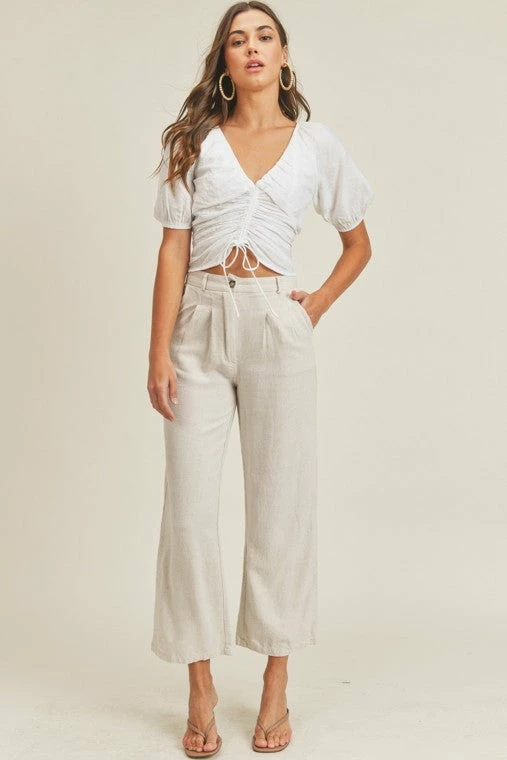 Lush Clothing The Weston White Tie Front Top Tops