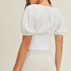 Lush Clothing The Weston White Tie Front Top Tops
