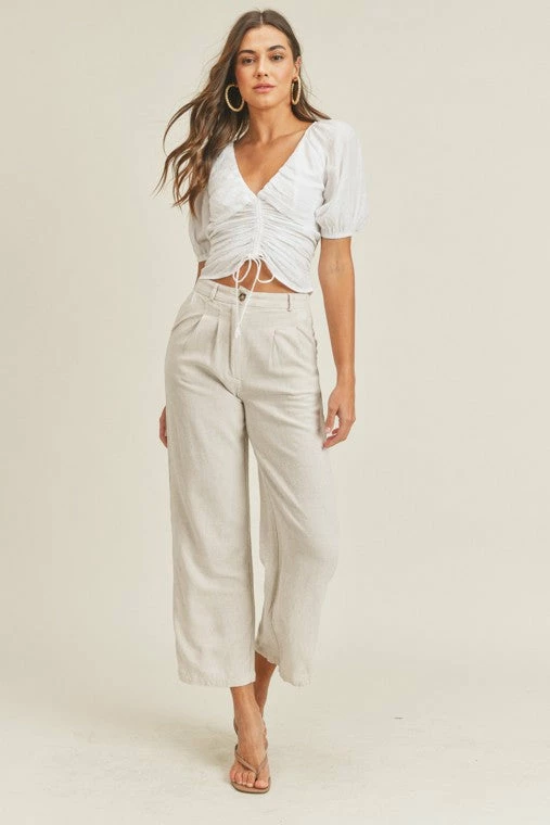 Lush Clothing The Weston White Tie Front Top Tops