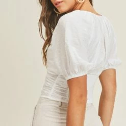 Lush Clothing The Weston White Tie Front Top Tops