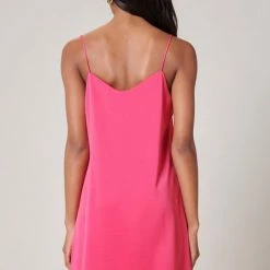 SugarLips The Shireen Fuchsia Satin Mini Slip Dress
