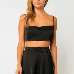 Olivaceous The Suzanne Satin Cropped Tank Top
