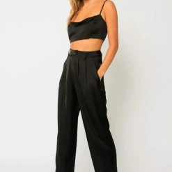 Olivaceous The Suzanne Satin Cropped Tank Top