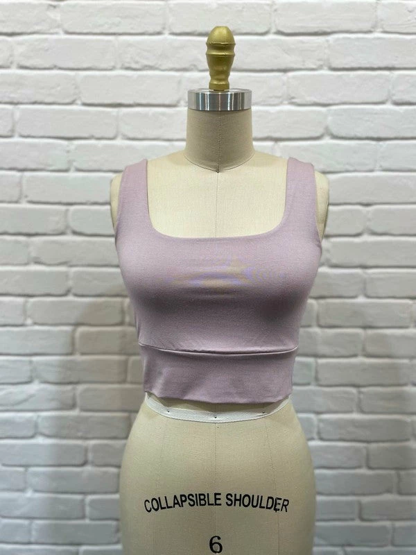 MIOU MUSE The Karley Square Neck Cropped Tank Top Tops