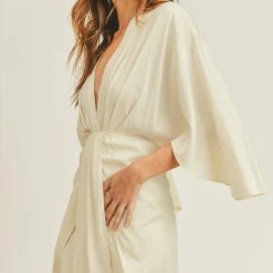 Mable The Sasha Satin Cream Draped Mini Dress Dresses