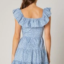 SugarLips The Payton Blue Sweetheart Ruffle Mini Dress